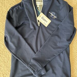Kids Peter Millar Dark Blue 1/4 Zip Pullover with Logo